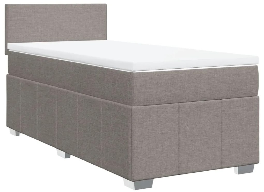 vidaXL Κρεβάτι Boxspring με Στρώμα Taupe 90x200 εκ. Υφασμάτινο