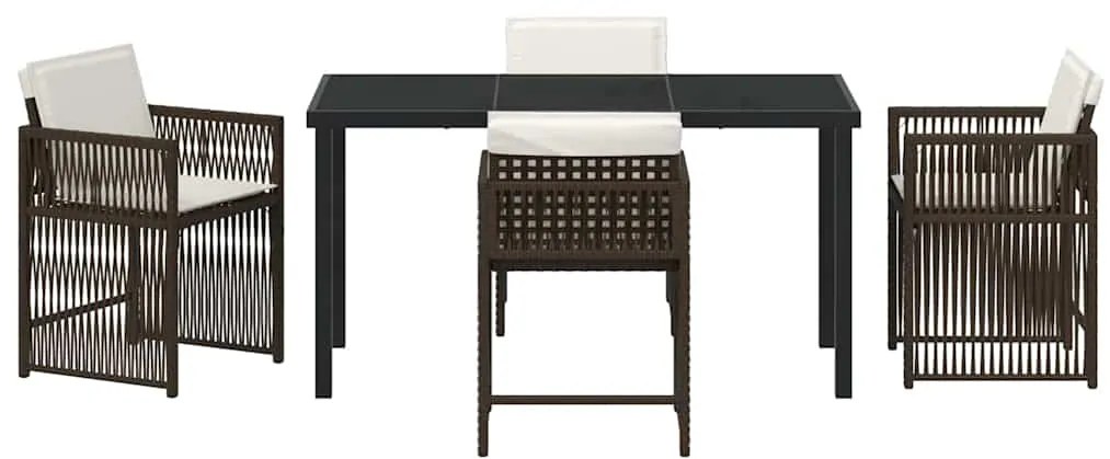 vidaXL Σέτ φαγητού για κήπο 5 pcs Καφέ συνθετικό ρατάν