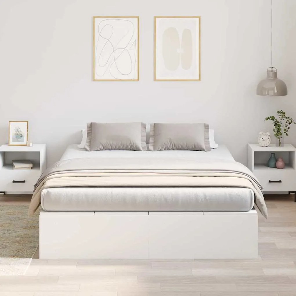 vidaXL Σκελετός Κρεβατιού Λευκό 135 x 190 cm Επεξεργασμένο ξύλο