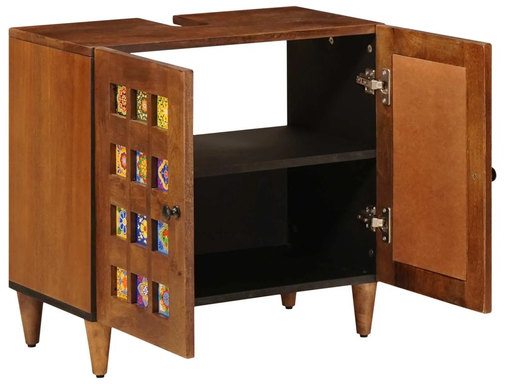 vidaXL Ντουλάπα Νιπτήρα Mπάνιου με αποθήκευση Καρυδιά 62 x 33 x 58 εκ.