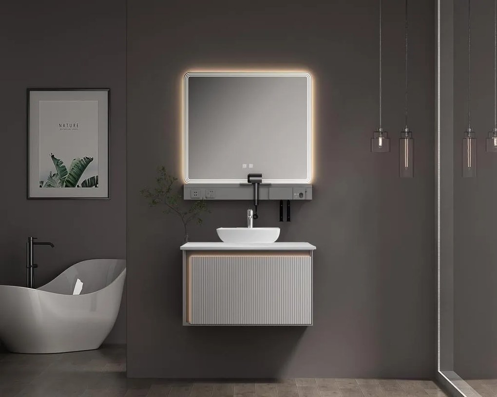Καθρέπτης μπάνιου GREYS 80 LED Light Grey 80X60 εκ. 80x5x60 εκ.