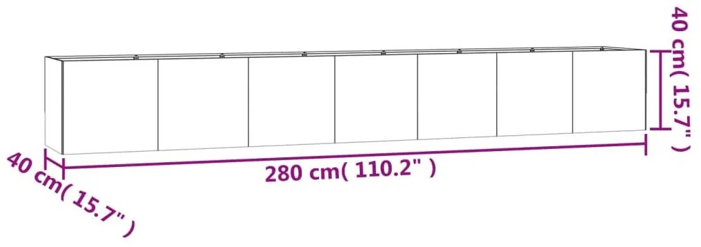 Ζαρντινιέρα 280 x 40 x 40 εκ. από Ατσάλι Σκληρυθέν στον Αέρα - Καφέ