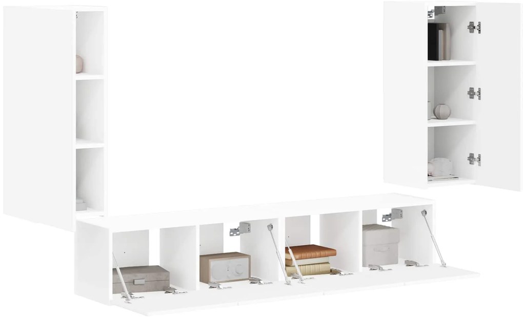 vidaXL Σετ τοίχου για τηλεόραση 4 pcs Λευκό Επεξεργασμένο ξύλο