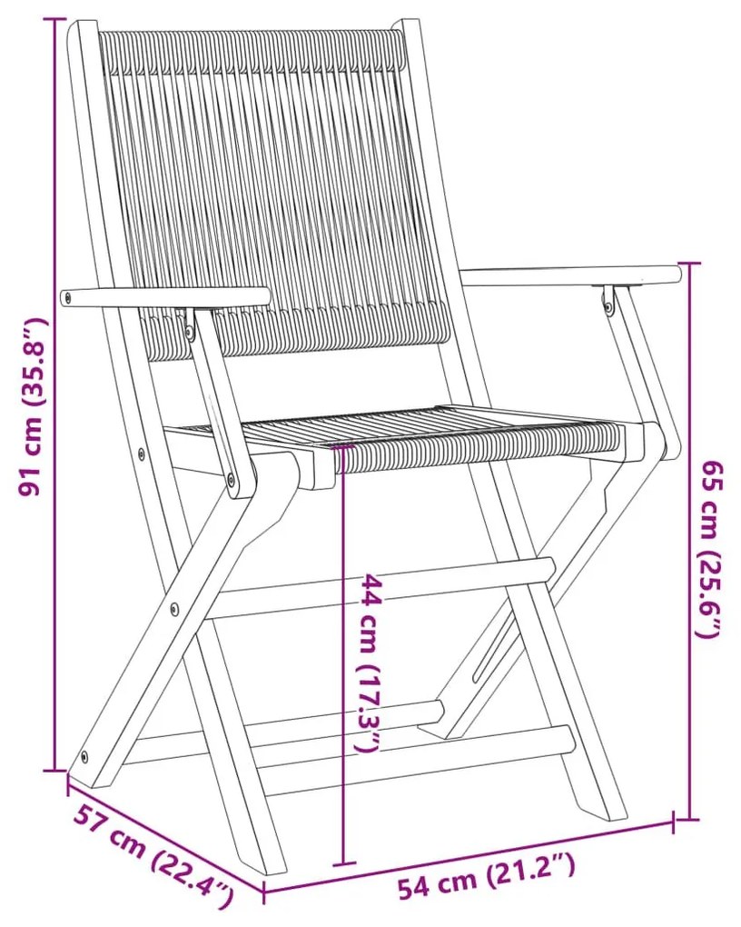 Καρέκλες Κήπου 2τεμ. Γκρι Μασίφ Ξύλο Ακακίας &amp; Πολυπροπυλένιο - Γκρι