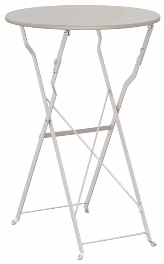 vidaXL Πτυσσόμενο Τραπέζι Μπιστρού Beige Ø50 x 71 cm, Επικαλυμμένο με Πούδρα Χάλυβα