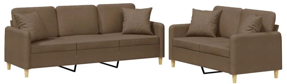 vidaXL Πολυθρόνες Σετ 2 Τεμαχίων Καφέ από Ύφασμα με Μαξιλάρια