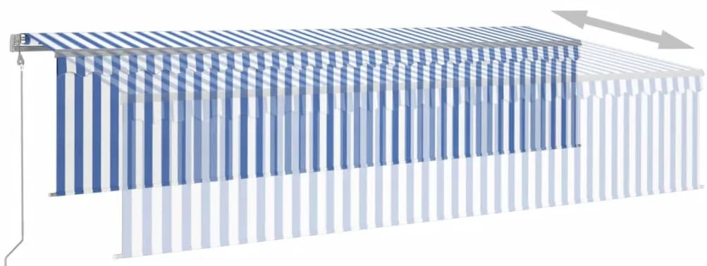 vidaXL Τέντα Συρόμενη Αυτόματη με Σκίαστρο Μπλε / Λευκό 6 x 3 μ.