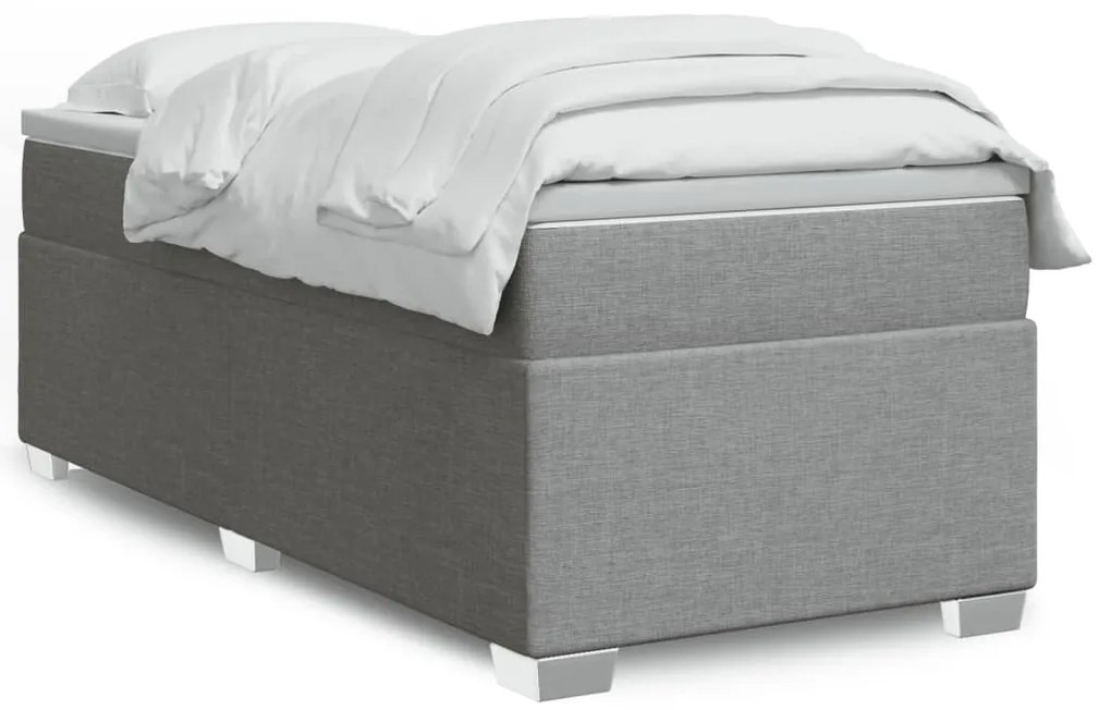 vidaXL Κρεβάτι Boxspring με Στρώμα Ανοιχτό Γκρι 100x200 εκ. Υφασμάτινο