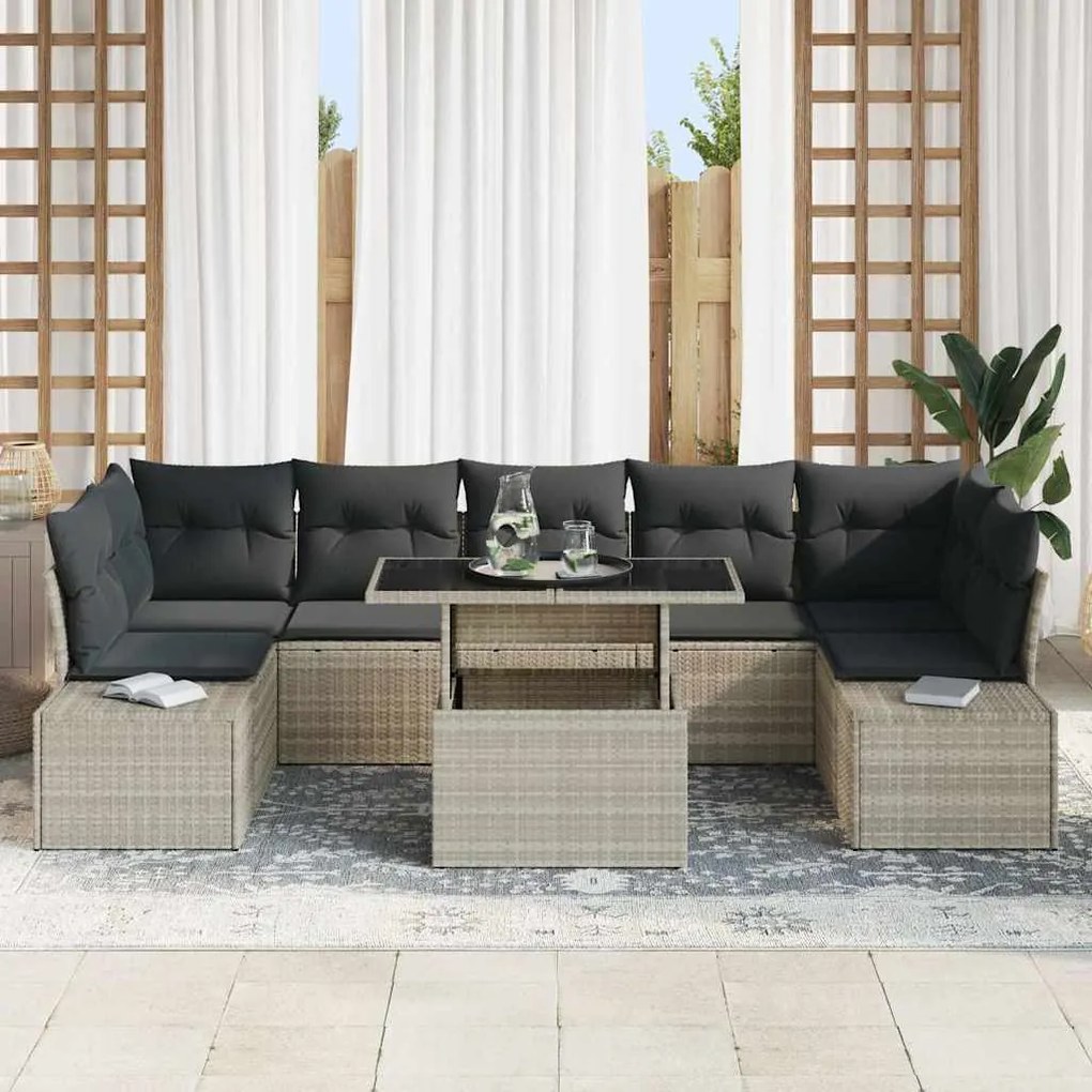 vidaXL Σετ Καναπέ Κήπου 8 pcs Ανοιχτό γκρι 100 x 55 x 73 εκ