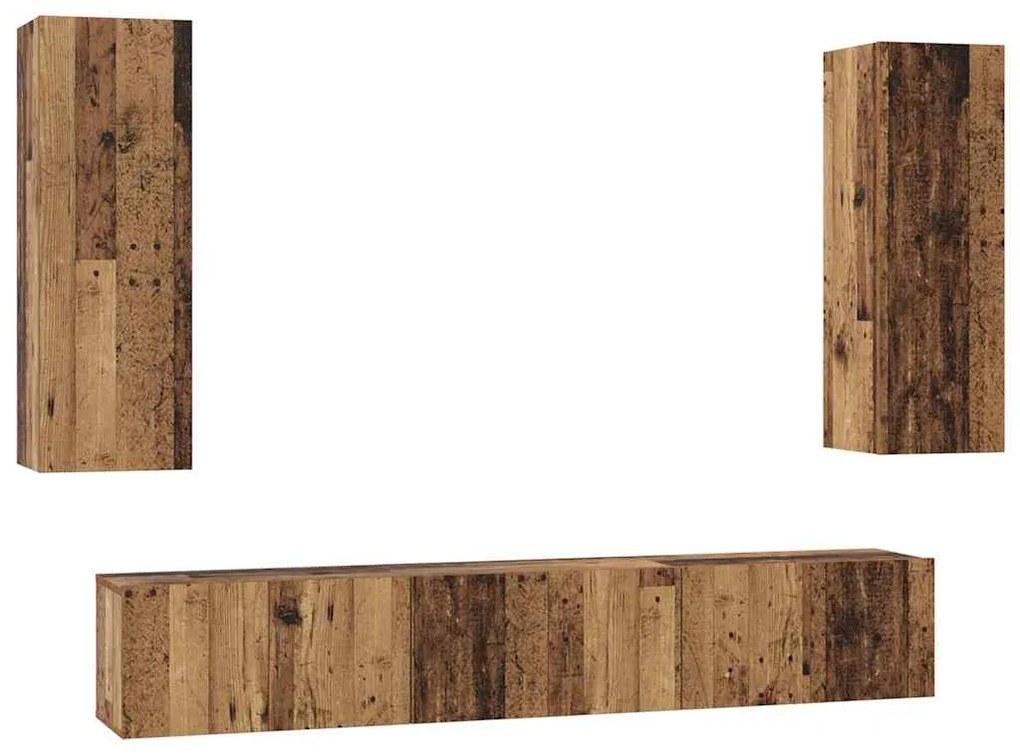 vidaXL Σετ επίπλου τηλεόρασης 4 pcs Παλαιό ξύλο 30.5 x 30 x 90 cm