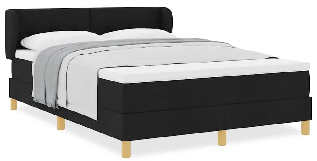 vidaXL Κρεβάτι με Ελατήρια και Στρώμα Κρεμ 90x200 εκ Υφασμα Μαύρο