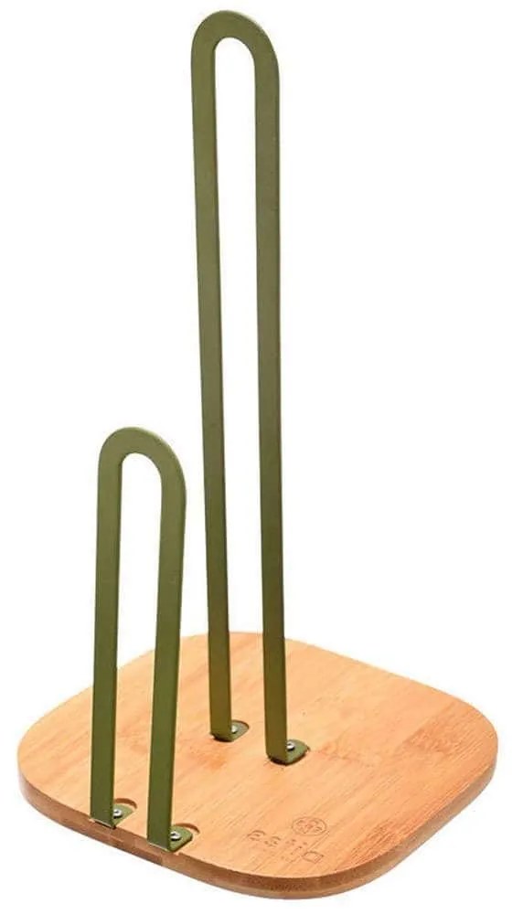 Βάση Χαρτιού Κουζίνας Bamboo Essentials 01-14131 16x16x31,5cm Olive-Natural Estia Μέταλλο,Bamboo