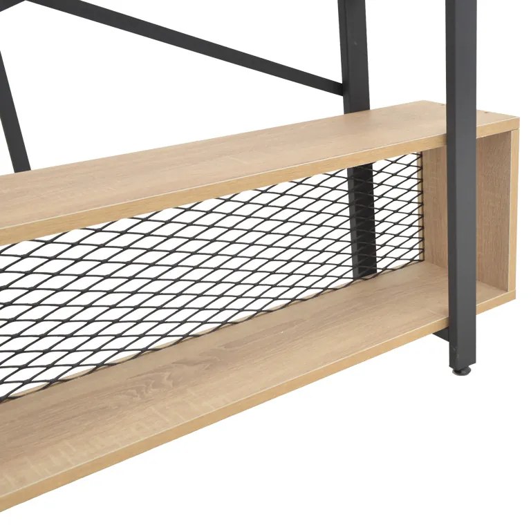 Βιβλιοθήκη Fifer pakoworld σε oak-μαύρη απόχρωση 120x28x185εκ (1 τεμάχια)