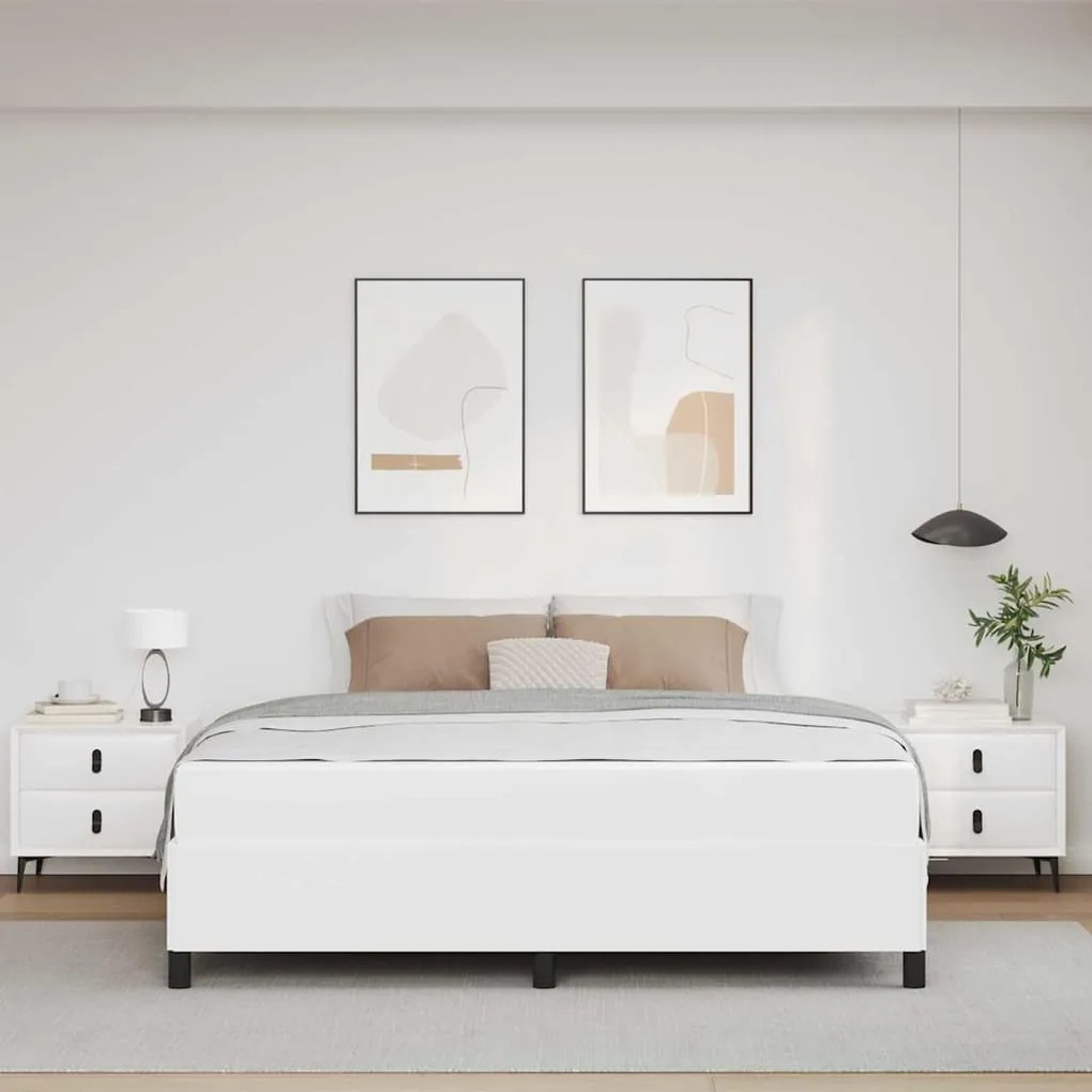 vidaXL Σκελετός κρεβατιού με στρώμα Λευκό 180 x 200 cm Τεχνητό δέρμα
