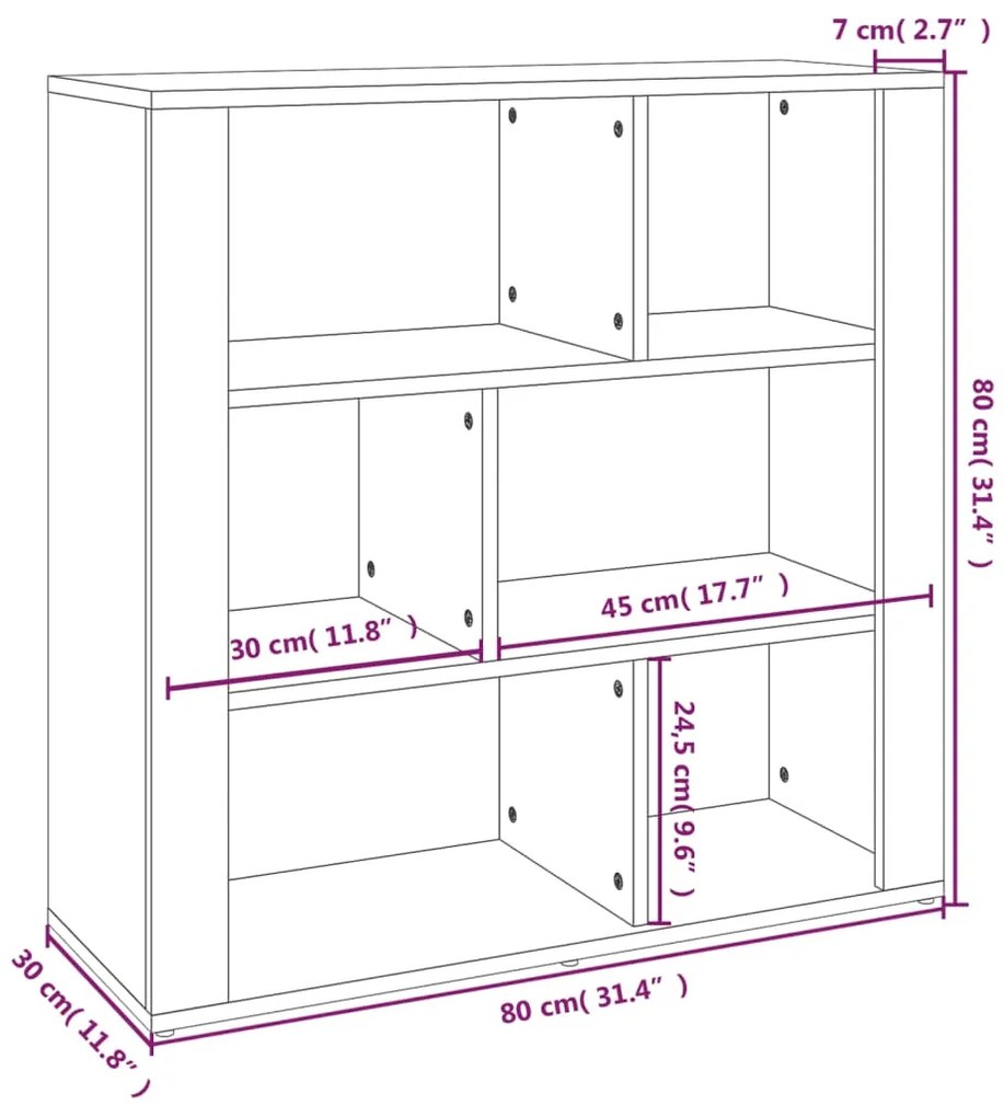 Ντουλάπι Γκρι Sonoma 80x30x80 εκ. από Επεξεργασμένο Ξύλο - Γκρι