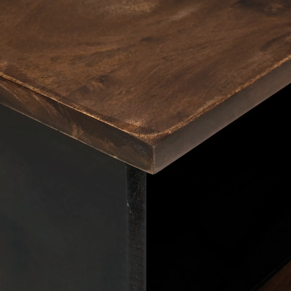vidaXL ντουλάπα τηλεόρασης 80x33.5x46 cm από Μασίφ Ξύλο Καρυδιάς & Μένταλλο