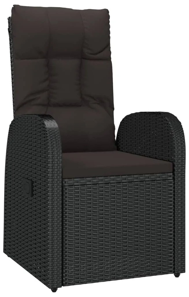 vidaXL Πολυθρόνες Κήπου Ανακλ/νες 2 τεμ. Μαύρες Συνθ. Ρατάν+Μαξιλάρια