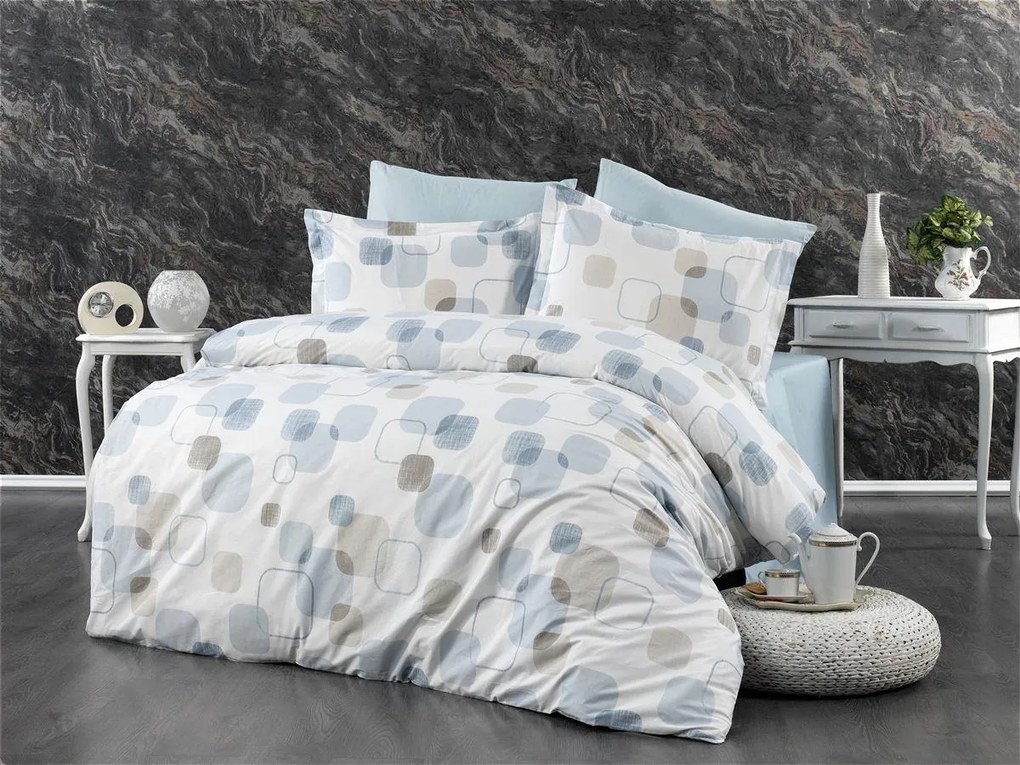 Σετ Σεντόνια 4τμχ Βαμβακερά King 240x270εκ. Μελίνα 707 White-Light Blue DimCol 33112325007