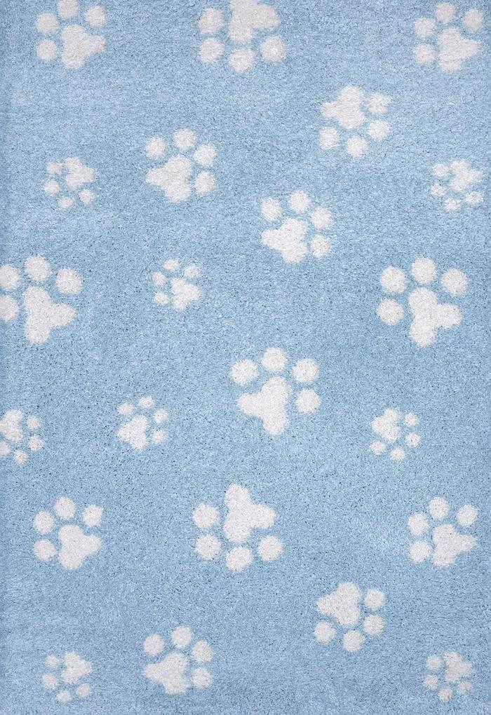 Shaggy παιδικό χαλί Cocoon 8392/30 γαλάζιο με πατουσάκια &#8211; 230×280 cm Colore Colori 230X280 Γαλάζιο