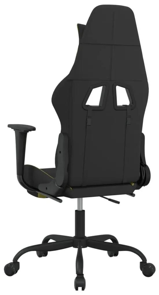 Καρέκλα Gaming Μαύρη/Αν. Πράσινο Ύφασμα με Υποπόδιο - Μαύρο