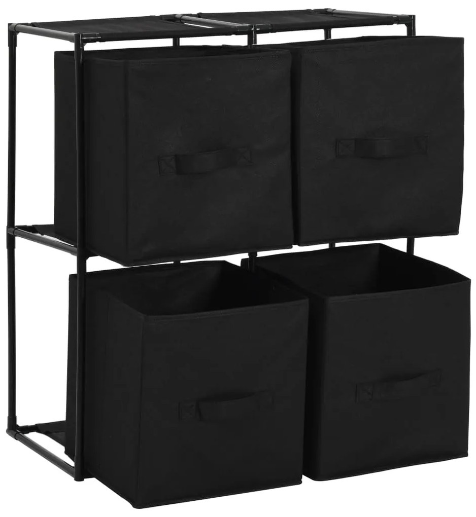 vidaXL Ντουλάπι με 4 Υφασμάτινα Καλάθια Μαύρο 63x30x71 εκ. από Ατσάλι