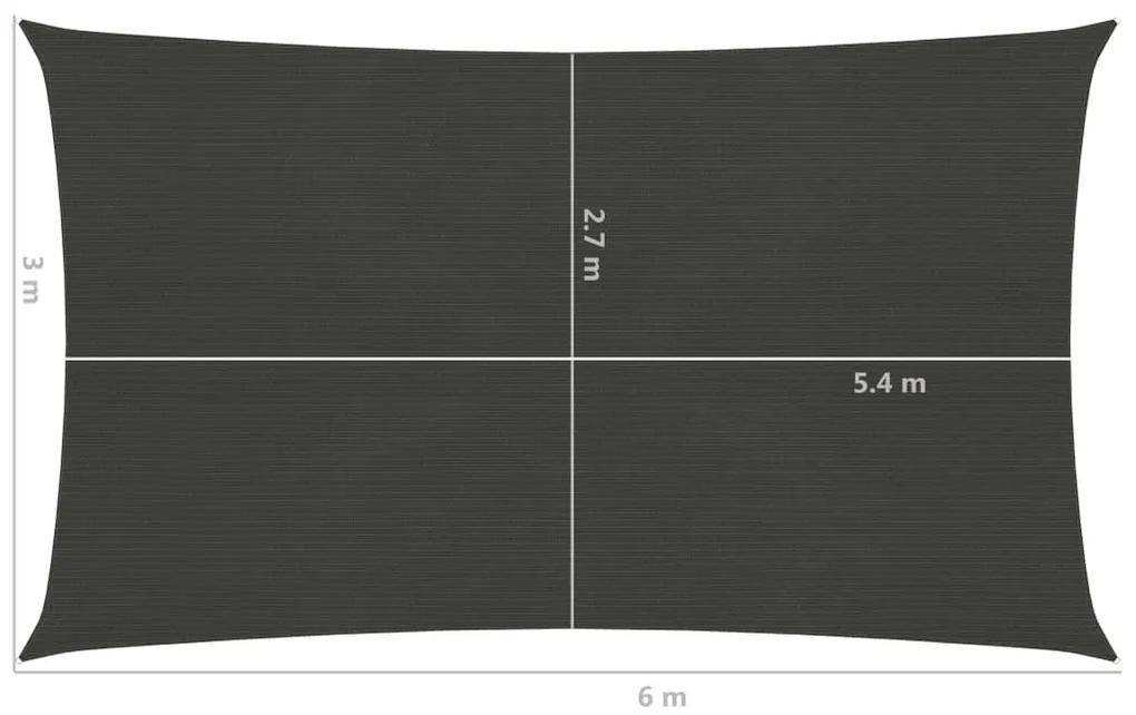 vidaXL Πανί Σκίασης Ανθρακί 3 x 6 μ. από HDPE 160 γρ./μ²