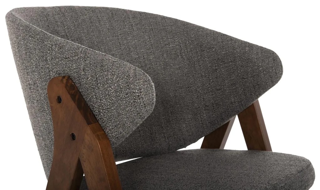 Καρέκλα HANA Rubberwood Καρυδί και Γκρί ύφασμα 55x60x84Yεκ. 2αδα 55x60x84 εκ.