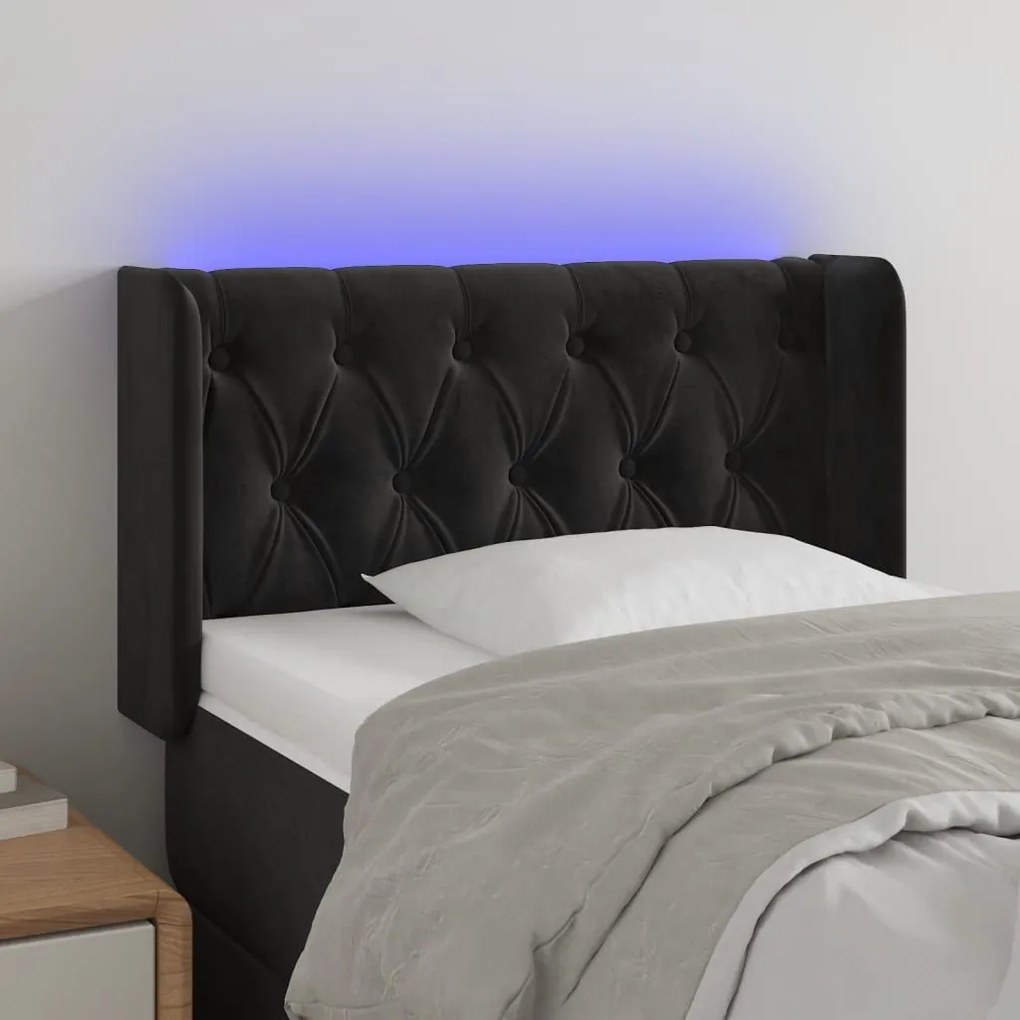 Κεφαλάρι Κρεβατιού LED Μαύρο 83x16x78/88 εκ. Βελούδινο 3123604