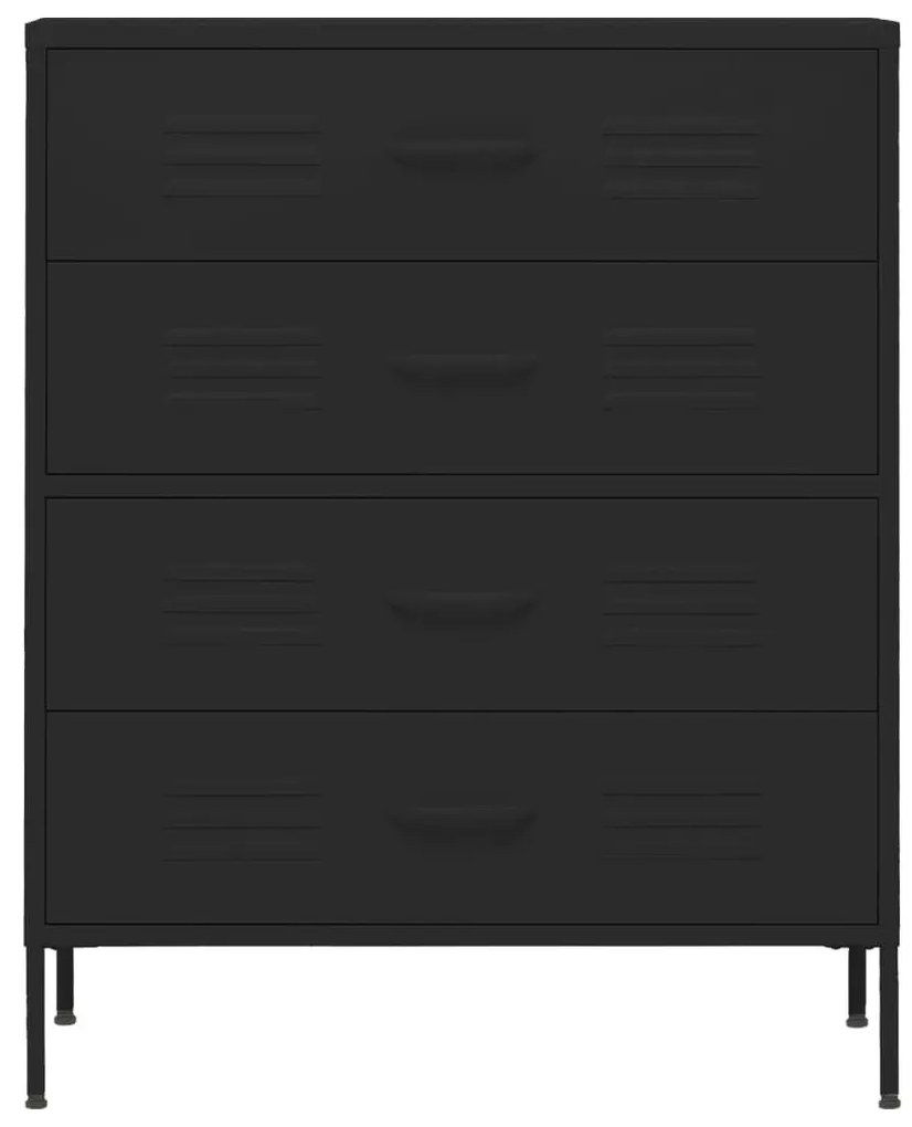 Συρταριέρα Μαύρη 80 x 35 x 101,5 εκ. από Ατσάλι - Μαύρο