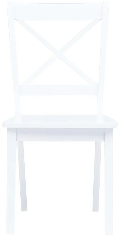 Καρέκλες Τραπεζαρίας 6 τεμ. Λευκές Μασίφ Ξύλο Καουτσουκόδεντρου - Λευκό