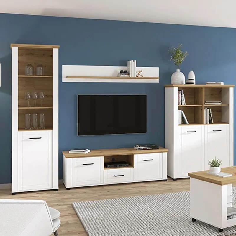 Βιτρίνα Valencia POP 1K Λευκό - Artisan Oak - Λευκό Μάτ 60.5x41x194.5 εκ. 60.5x41x194.5 εκ.