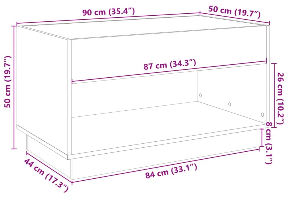 Τραπεζάκι Σαλονιού Infinity LED Λευκό 90x50x50 εκ. - Λευκό