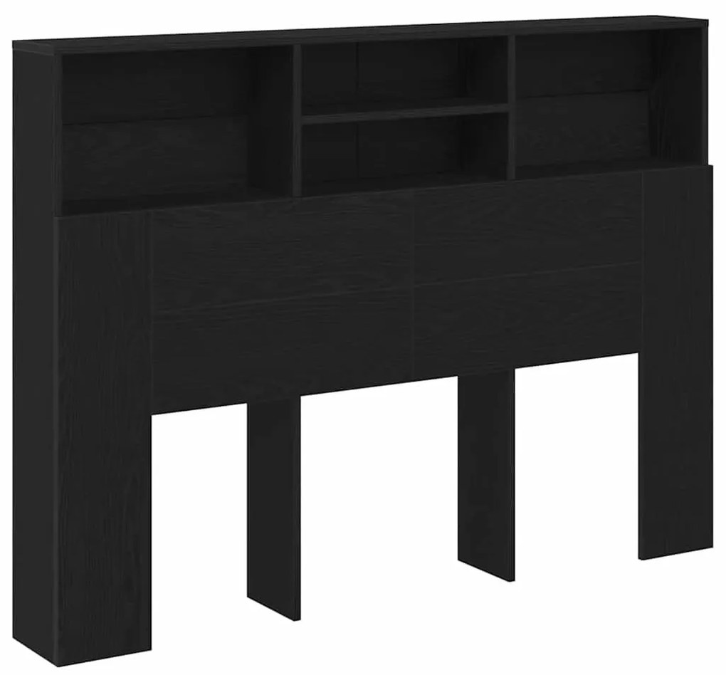 vidaXL Κρεβάτι με Κεφαλάρι με ράφι Μαύρη δρυς 140 x 19 x 103.5 cm