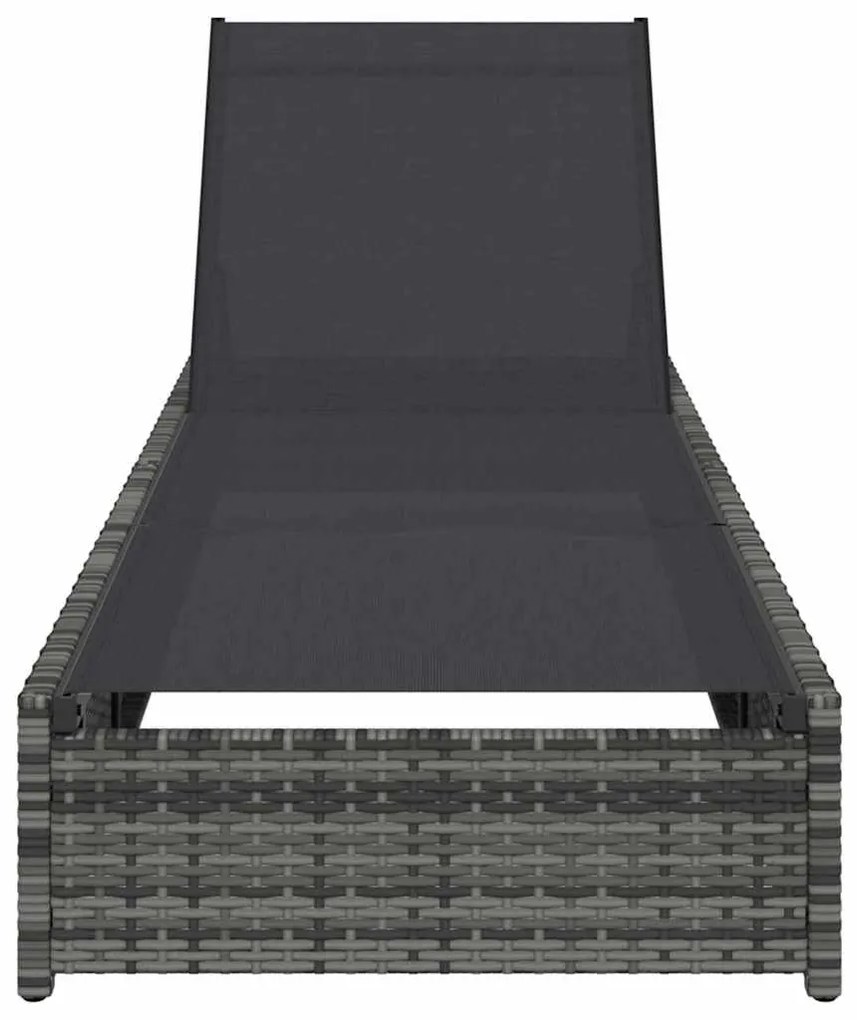 vidaXL Ξαπλώστρα με μαξιλάρι Γκρι 60 x 200 x 27εκ συνθετικό ρατάν