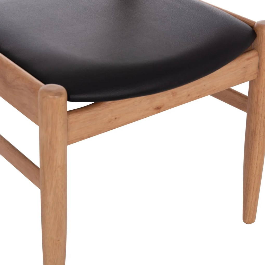 Καρέκλα Πολυθρόνα CERSEI από Rubberwood σε Light Oak & PU Μαύρο 57x53x72Υεκ 2αδα 57x53x72 εκ.
