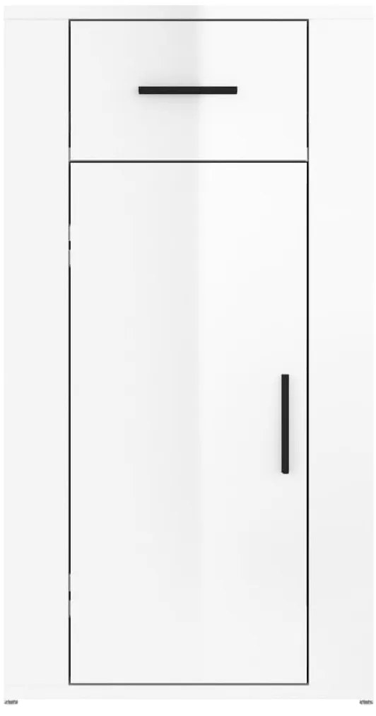vidaXL Ντουλάπι Γραφείου Γυαλ. Λευκό 40x49x75 εκ. Επεξεργασμένο Ξύλο