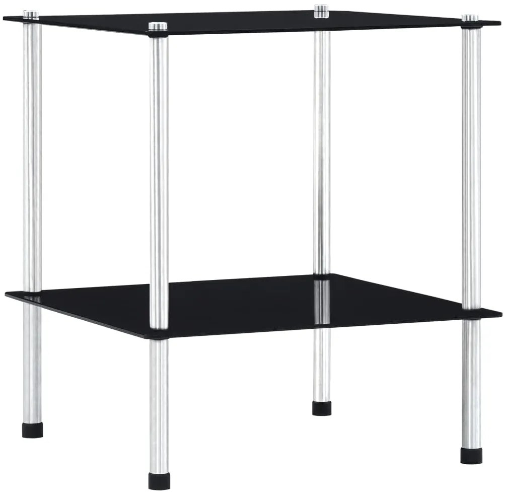 vidaXL Ραφιέρα 2 Επιπέδων Μαύρη 40 x 40 x 47 εκ. από Ψημένο Γυαλί