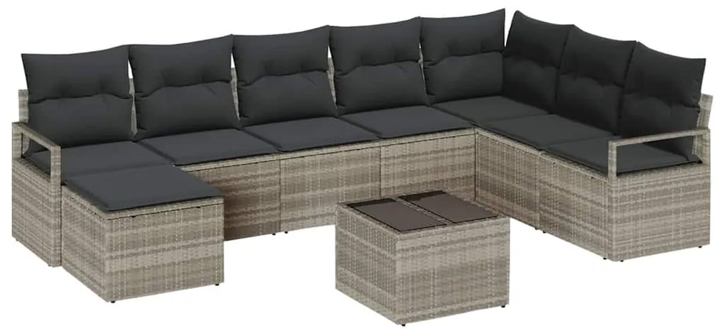 vidaXL Σετ Καναπέ Κήπου 8 pcs Ανοιχτό γκρι Πολυ ράταν