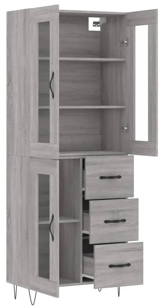 vidaXL Ντουλάπι Γκρι Sonoma 69,5 x 34 x 180 εκ. Επεξεργασμένο Ξύλο