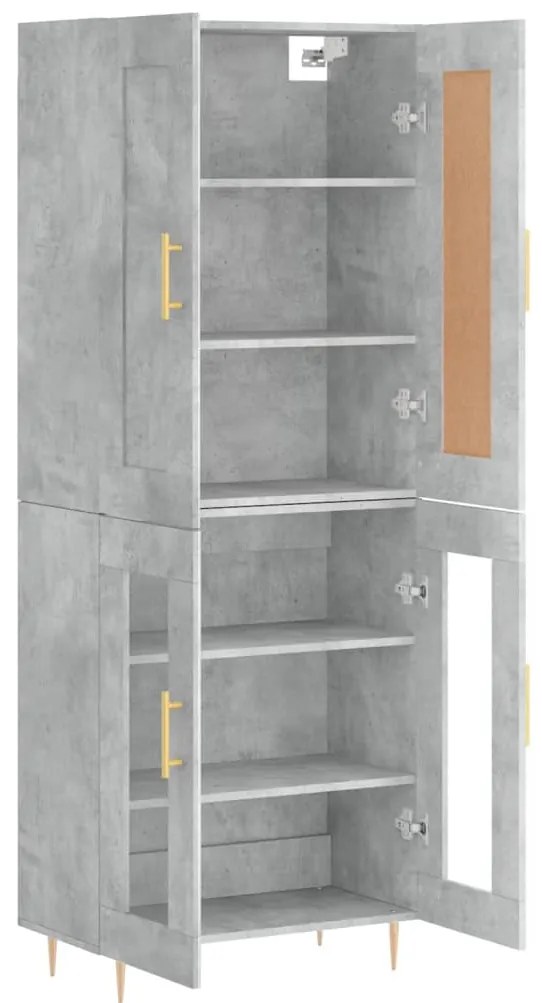 vidaXL Ντουλάπι Γκρι Σκυροδέματος 69,5x34x180 εκ. Επεξεργασμένο Ξύλο