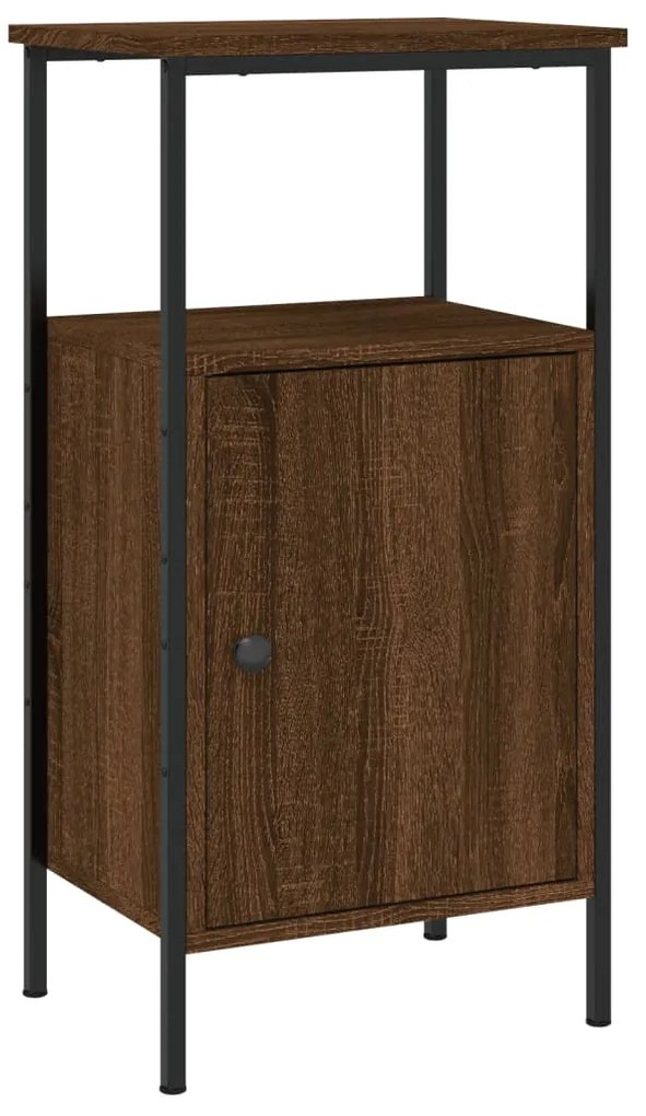 vidaXL Κομοδίνα 2 τεμ. Καφέ Δρυς 41 x 31 x 80 εκ. από Επεξεργ. Ξύλο