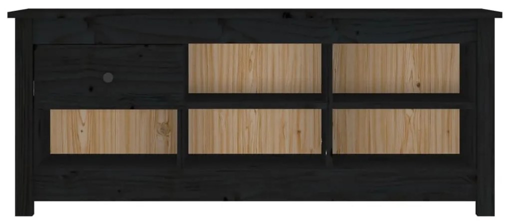 Παπουτσοθήκη Μαύρη 110x38x45,5 εκ. από Μασίφ Ξύλο Πεύκου - Μαύρο