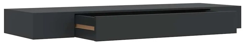 vidaXL Ράφι Τοίχου με Συρτάρι Μαύρο 80 x 25 x 8 εκ. MDF