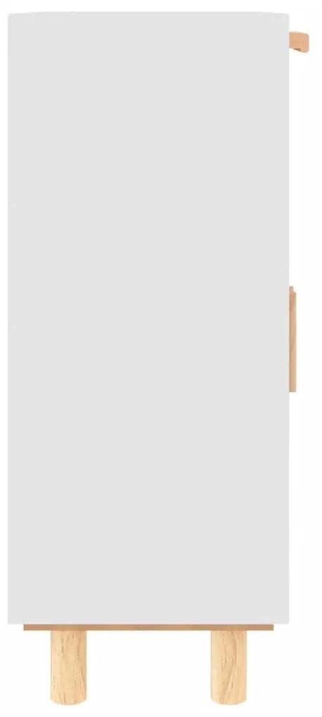 Ντουλάπι Λευκό 60 x 30 x 75 εκ. Μασίφ Πεύκο &amp; Φυσικό Ρατάν - Λευκό