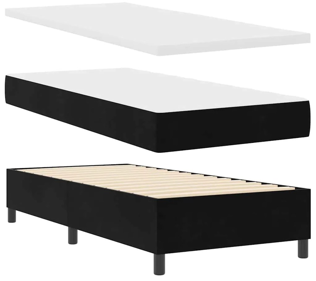 vidaXL Κρεβάτι με ελατήρια με στρώμα Μαύρο 80 x 200 cm Βελούδο