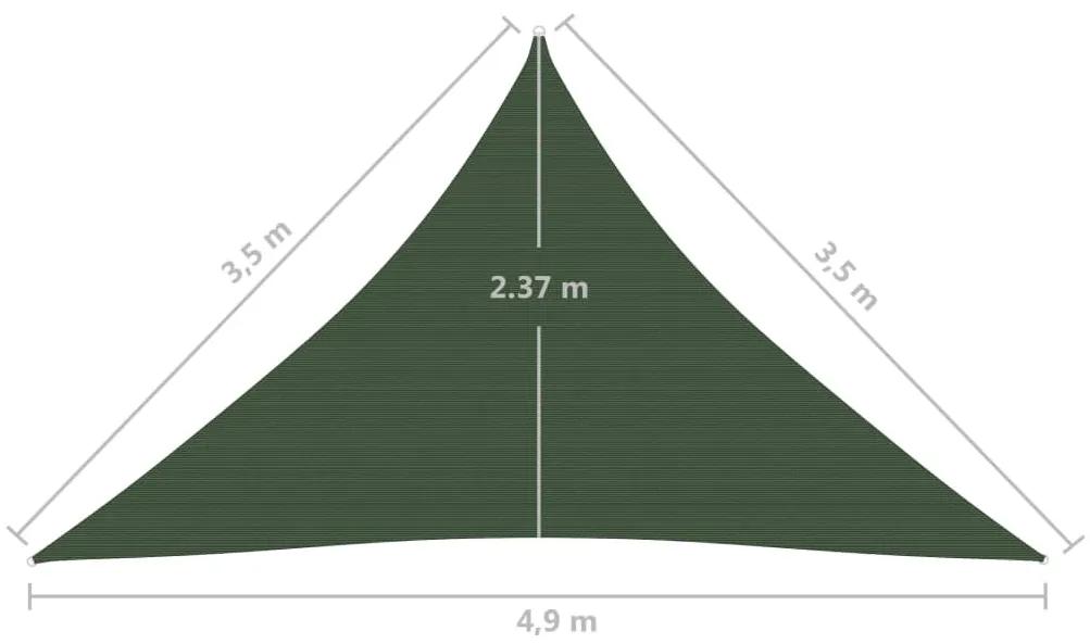 vidaXL Πανί Σκίασης Σκούρο Πράσινο 3,5x3,5x4,9 μ. από HDPE 160 γρ./μ²