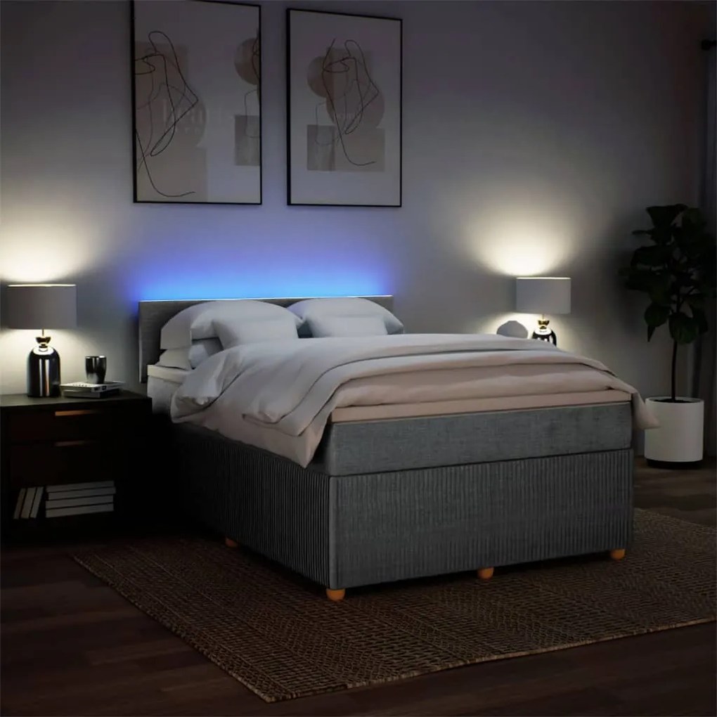 vidaXL Κρεβάτι Boxspring με Στρώμα Αν. Πράσινο 160x200εκ Υφασμάτινο