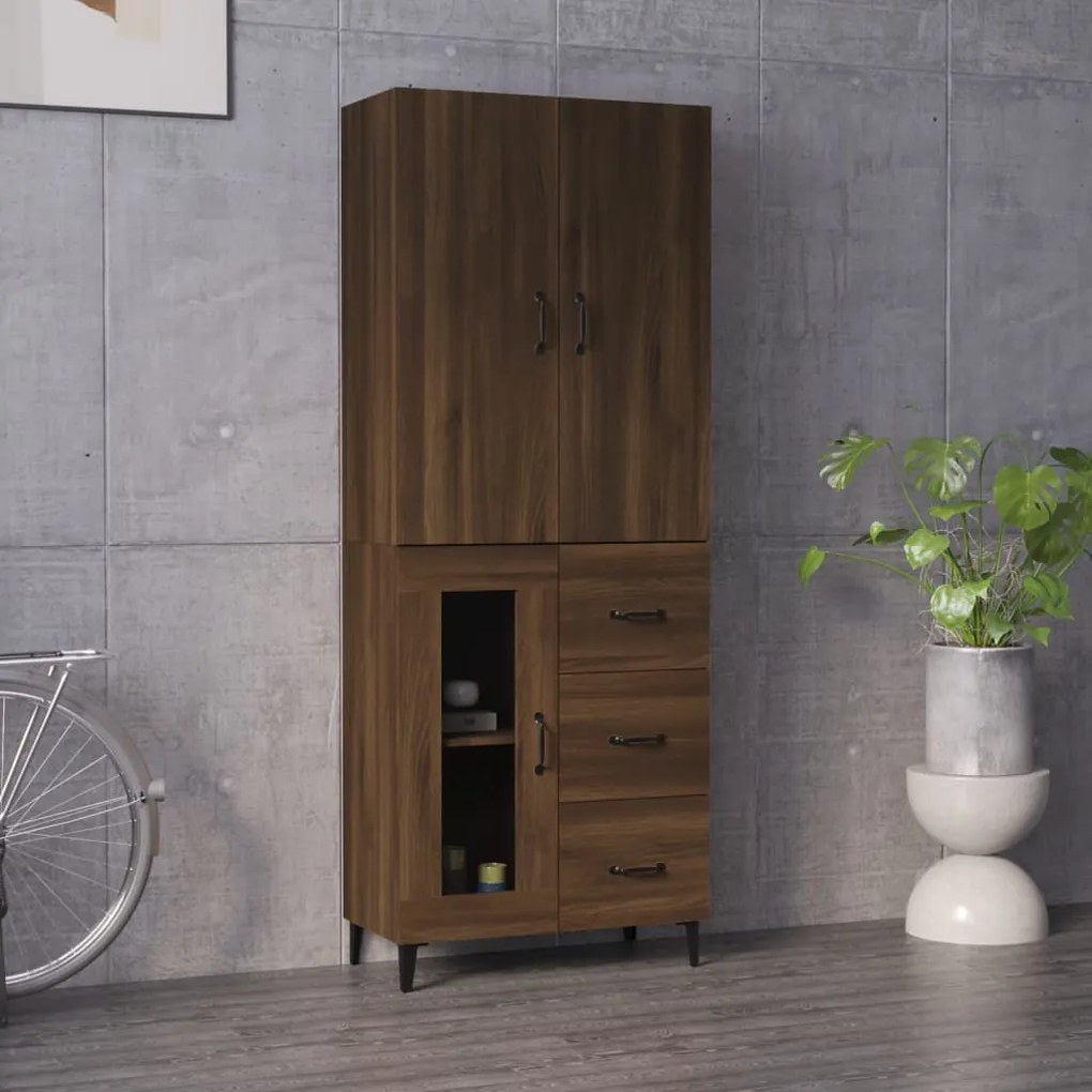 vidaXL Ντουλάπι Καφέ Δρυς 69,5 x 34 x 180 εκ. από Επεξεργασμένο Ξύλο