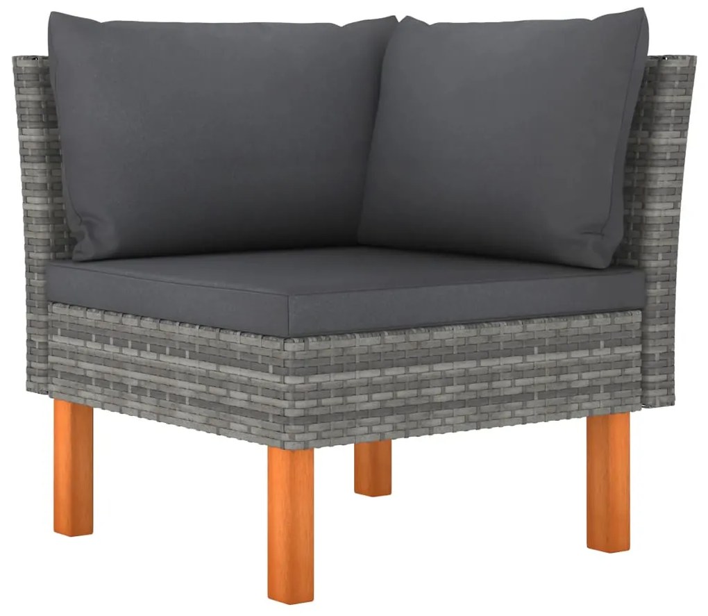 vidaXL Καναπέδες Γωνιακοί 2 τεμ. Συνθετικό Ρατάν/Μασίφ Ξύλο Ευκαλύπτου