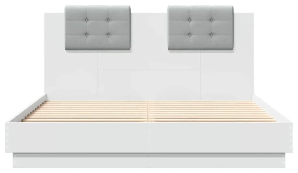 vidaXL Πλαίσιο Κρεβατιού με Κεφαλάρι και LED Λευκό 120 x 200 εκ.